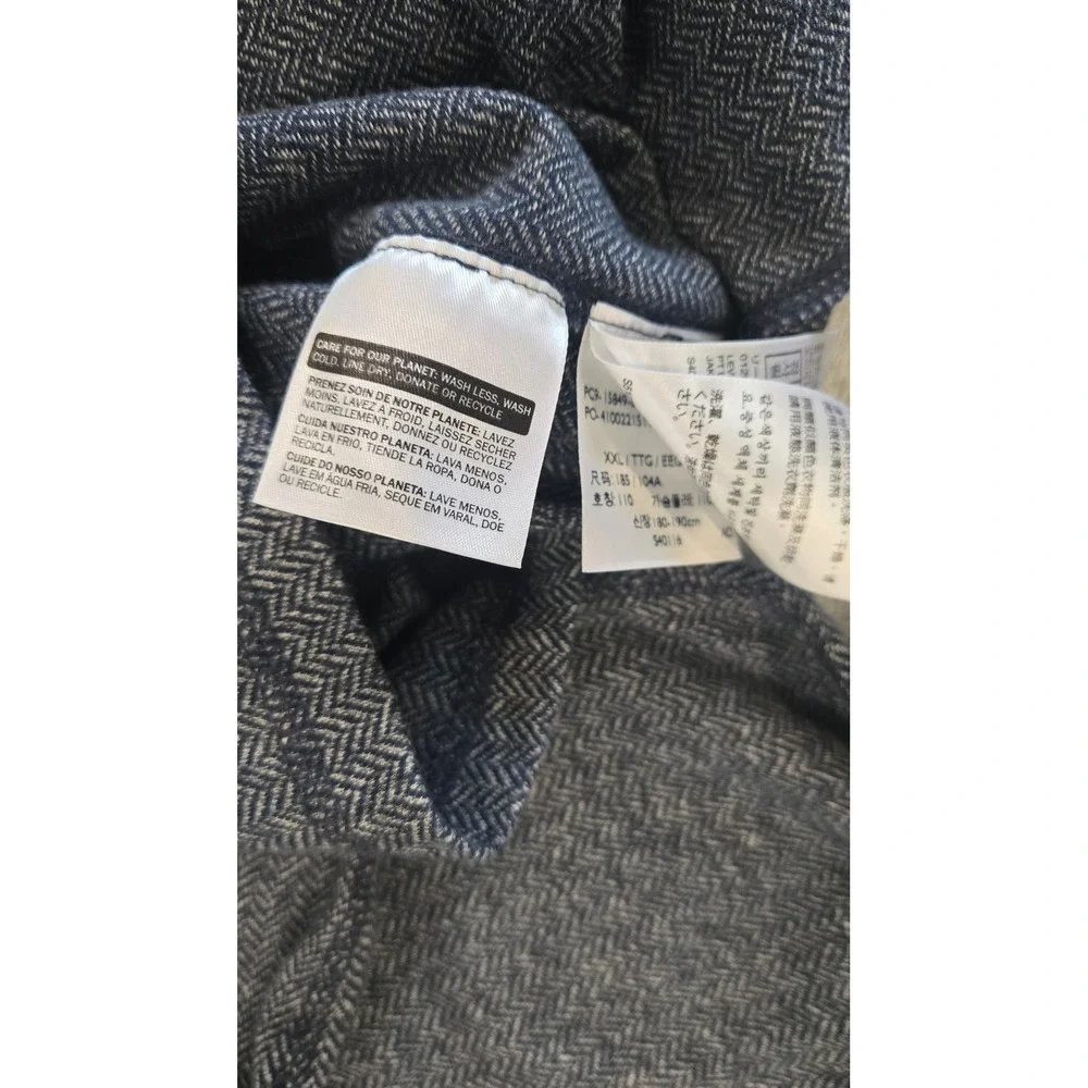 Levis Mens XXL Blue Herringbone Long Sleeve Henley Shirt Standard Fit Top